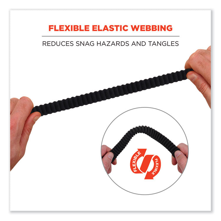 Squids 3105 Tool Lanyard with Aluminum Carabiner + Cinch-Loop, 15 lb Max Working Capacity, 32" to 48" Long, Black