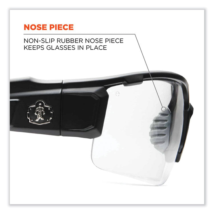 Skullerz Dagr Safety Glasses, Matte Gray Half Frame, Clear Single Anti-Fog Lens