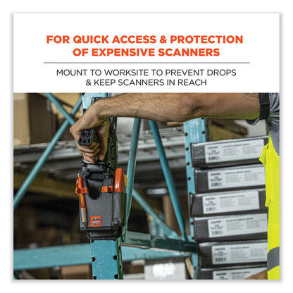Squids 5543 Handheld Barcode Scanner Mount Holder with Fastener Straps, 2 Compartments, 3.5 x 2.5 x 7.3, Gray
