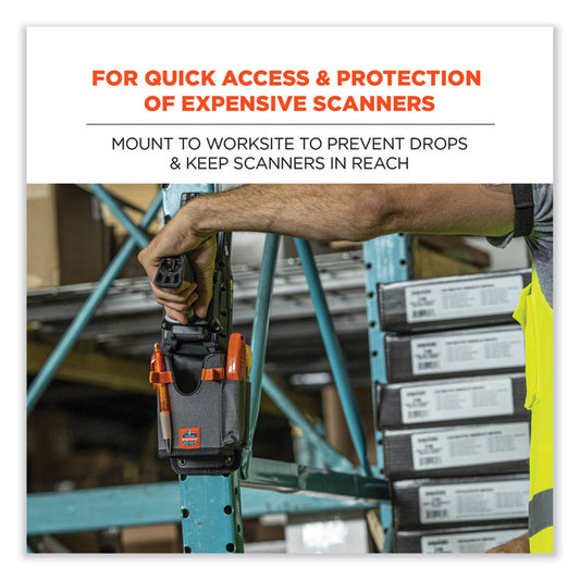 Squids 5543 Handheld Barcode Scanner Mount Holder with Fastener Straps, 2 Compartments, 3.5 x 2.5 x 7.3, Gray