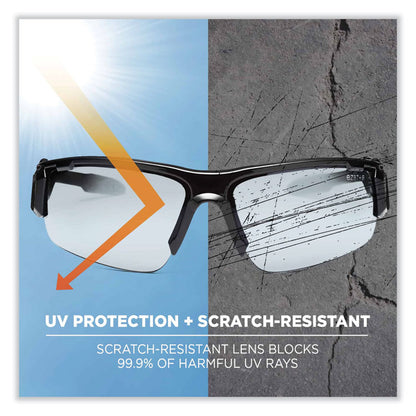 Skullerz Dagr Safety Glasses, Black Half Frame, Clear Single I/O Lens