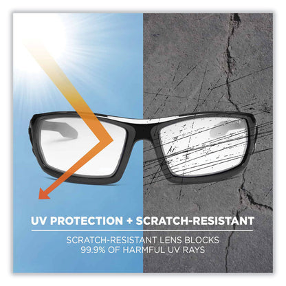 Skullerz Odin Safety Glasses, Black Full Frame, Mirrored Blue Dual Lens
