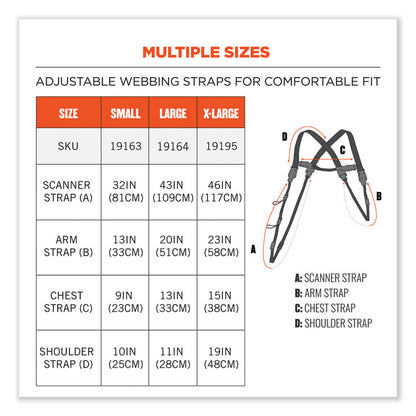 Squids 3132 Barcode Scanner Lanyard Harness, X-Large: 23" Arm Strap, 46" Lanyard Strap, Black