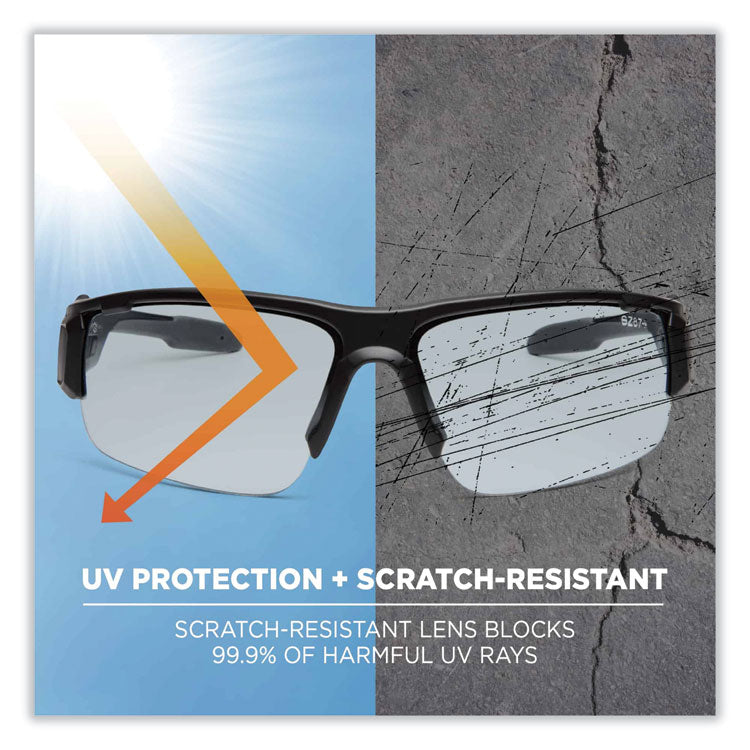Skullerz Dagr Safety Glasses, Matte Black Half Frame, Clear Single I/O Lens