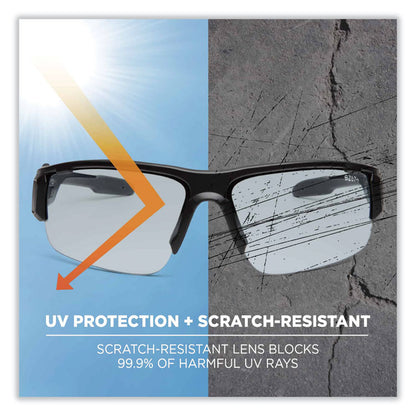 Skullerz Dagr Safety Glasses, Matte Black Half Frame, Clear Single I/O Lens