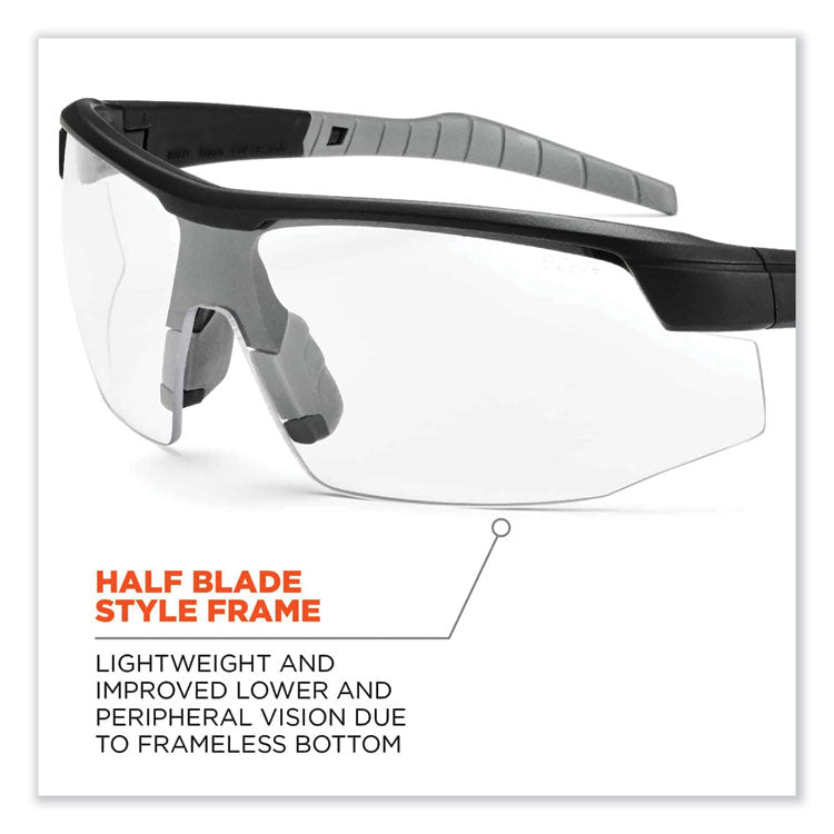 Skullerz Skoll Safety Glasses, Matte Black Half Frame, Clear Single Lens