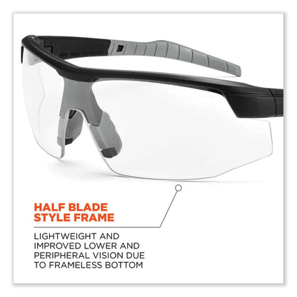 Skullerz Skoll Safety Glasses, Matte Black Half Frame, Clear Single Lens