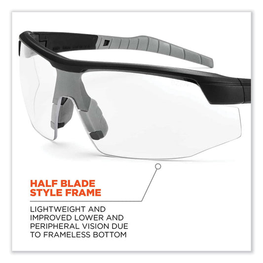 Skullerz Skoll Safety Glasses, Matte Black Half Frame, Clear Single Lens