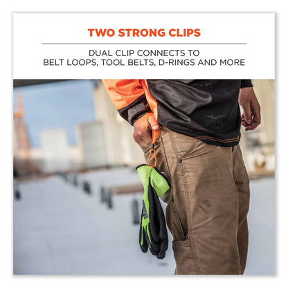 Squids 3420 Dual Clip Swivel Glove Clip Holder, 1 x 0.6 x 5.5, Acetal Copolymer, Orange