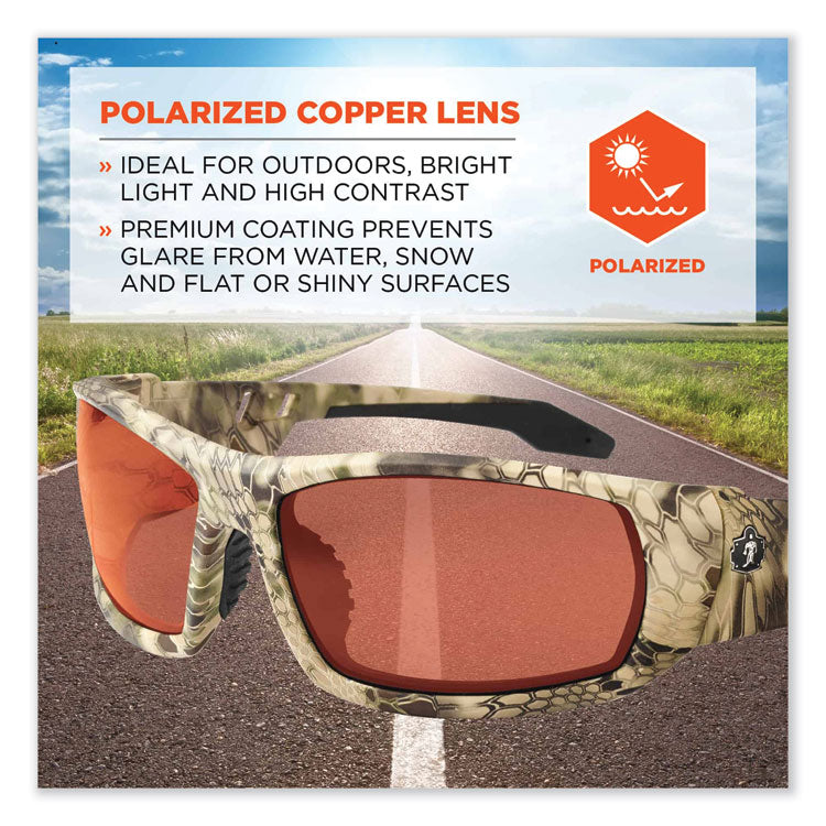 Skullerz Odin Safety Glasses, Kryptek Highlander Full Frame, Polarized Copper Dual Lens