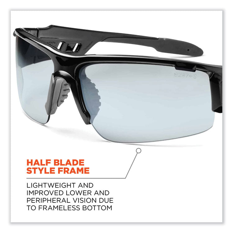Skullerz Dagr Safety Glasses, Black Half Frame, Clear Single I/O Lens