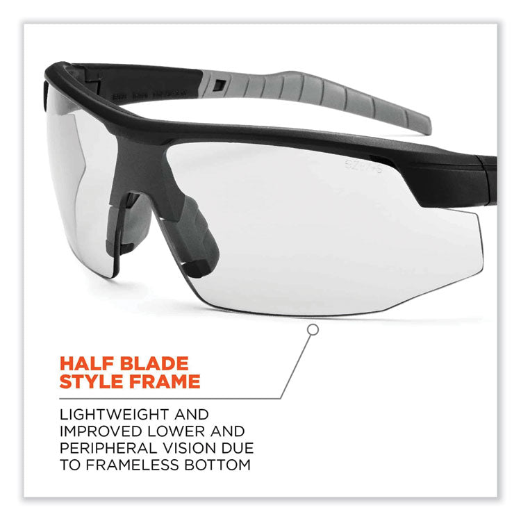 Skullerz Skoll Safety Glasses, Fog-Off Technology, Matte Black Half Frame, Clear Single I/O Lens