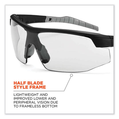 Skullerz Skoll Safety Glasses, Fog-Off Technology, Matte Black Half Frame, Clear Single I/O Lens