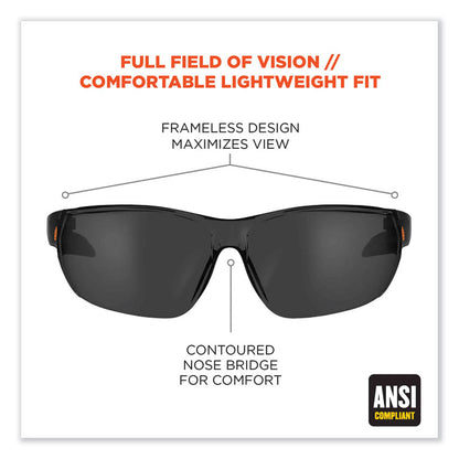 Skullerz Vali Frameless Safety Glasses, Fog-Off Technology, Frameless, Smoke Single Lens
