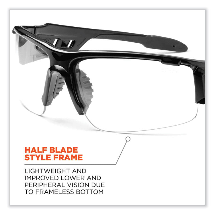 Skullerz Dagr Safety Glasses, Black Half Frame, Clear Single Anti-Fog Lens
