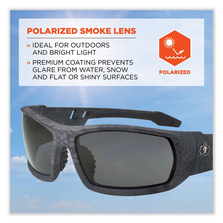 Skullerz Odin Safety Glasses, Kryptek Typhon Full Frame, Polarized Smoke Dual Lens