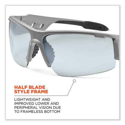Skullerz Dagr Safety Glasses, Matte Gray Half Frame, Clear Single I/O Lens