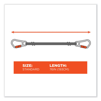 Squids 3149 Tool Lanyard with XL + Swivel Carabiners, 80 lb Max Work Capacity, 76" Long, Orange/Black