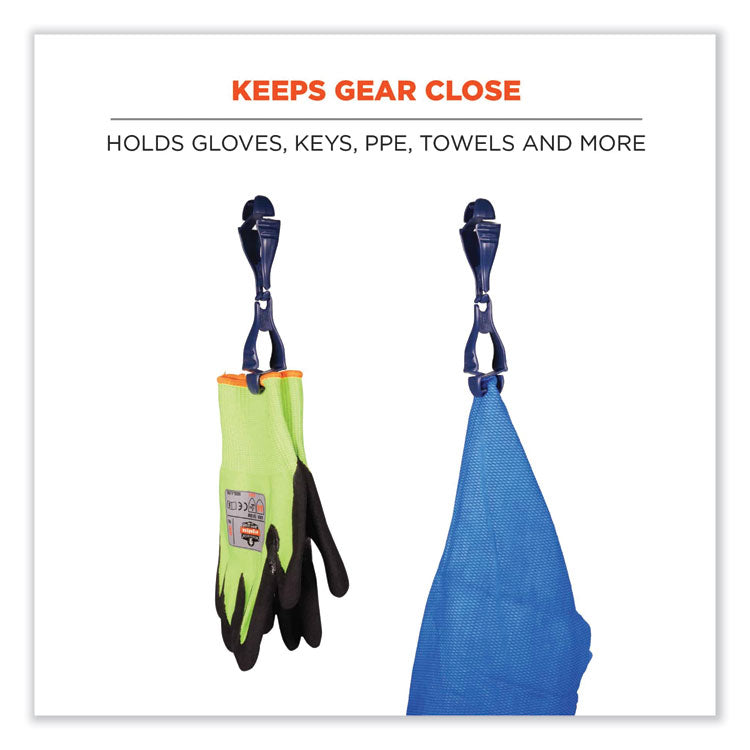 Squids 3400MD Metal Detectable Dual Clip Glove Clip Holder, 1 x 1 x 6.5, Acetal Copolymer, Deep Blue