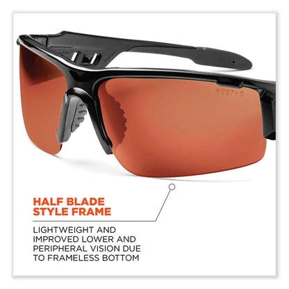 Skullerz Dagr Safety Glasses, Black Half Frame, Copper Single Lens