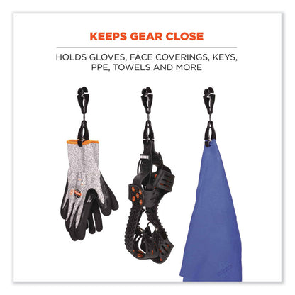 Squids 3420 Dual Clip Swivel Glove Clip Holder, 1 x 0.6 x 5.5, Acetal Copolymer, Black