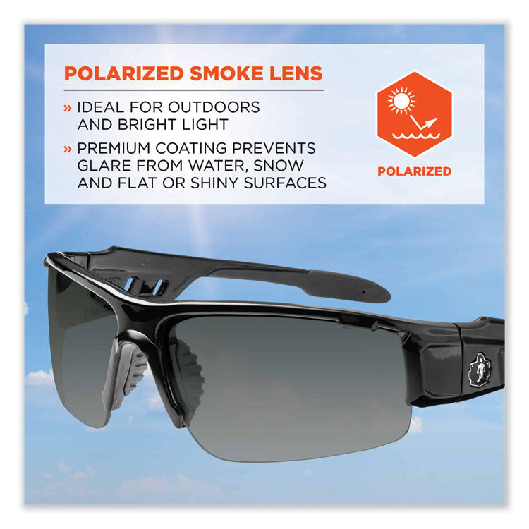 Skullerz Dagr Safety Glasses, Black Half Frame, Polarized Smoke Single Lens