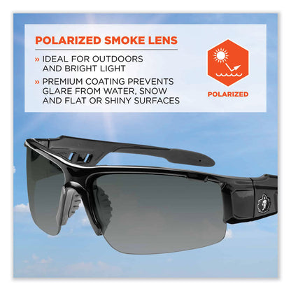 Skullerz Dagr Safety Glasses, Black Half Frame, Polarized Smoke Single Lens