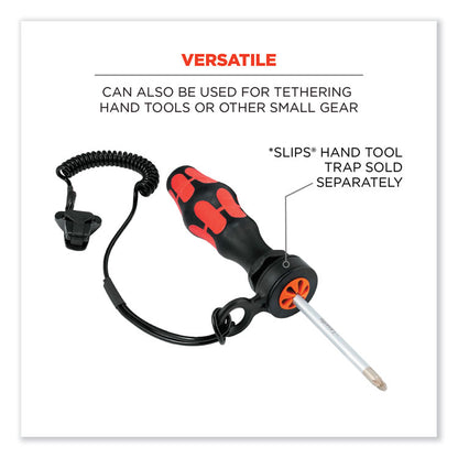 Squids 3158 Coiled Lanyard with Clamp, 2 lb Max Working Capacity, 12" to 48" Long, Black