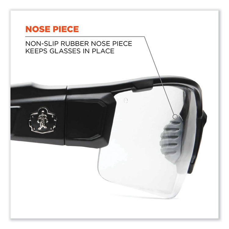 Skullerz Dagr Safety Glasses, Matte Black Half Frame, Clear Single Lens