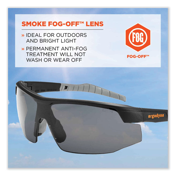 Skullerz Skoll Safety Glasses, Fog-Off Technology, Matte Black Half Frame, Smoke Single Lens
