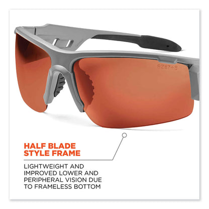 Skullerz Dagr Safety Glasses, Matte Gray Half Frame, Polarized Copper Single Lens