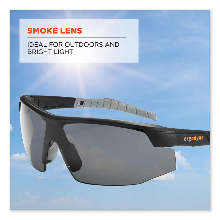 Skullerz Skoll Safety Glasses, Matte Black Half Frame, Smoke Single Lens