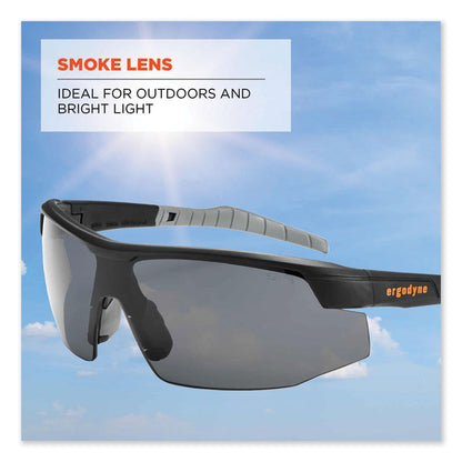 Skullerz Skoll Safety Glasses, Matte Black Half Frame, Smoke Single Lens