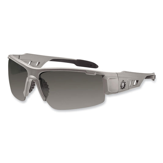 Skullerz Dagr Safety Glasses, Matte Gray Half Frame, Smoke Single Anti-Fog Lens
