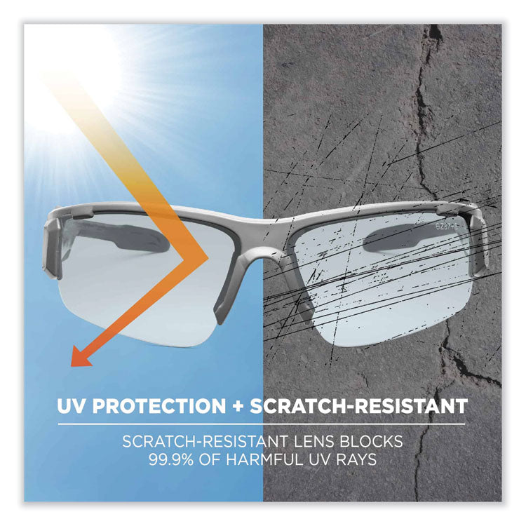 Skullerz Dagr Safety Glasses, Matte Gray Half Frame, Clear Single I/O Lens