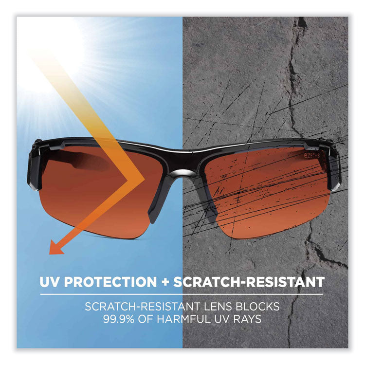 Skullerz Dagr Safety Glasses, Black Half Frame, Polarized Copper Single Lens