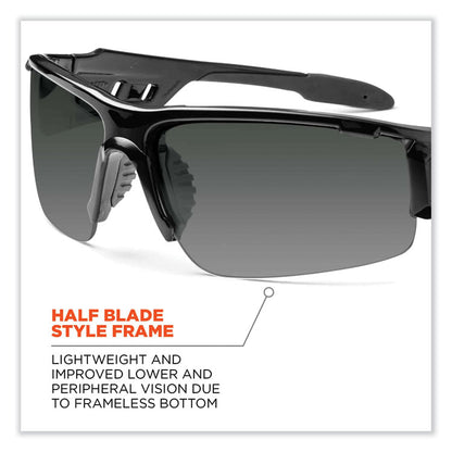 Skullerz Dagr Safety Glasses, Black Half Frame, Polarized Smoke Single Lens