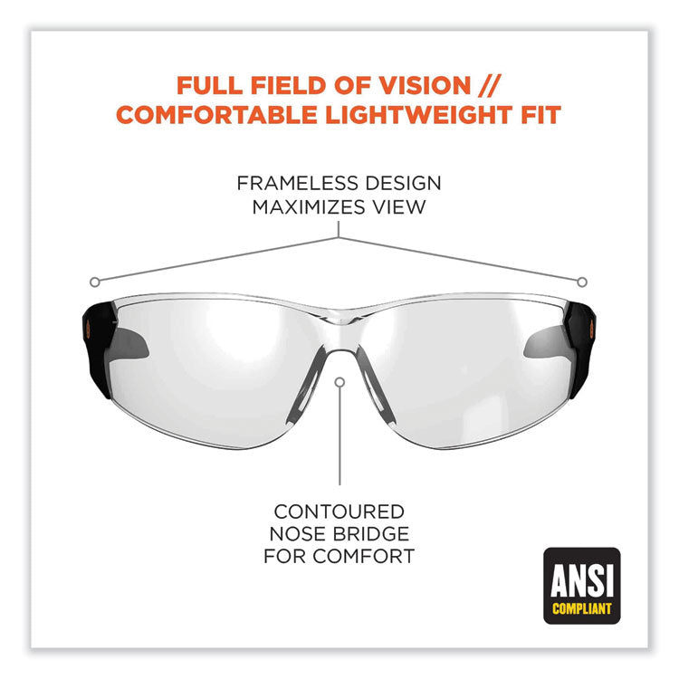 Skullerz Saga Frameless Safety Glasses, Frameless, Clear Single I/O Lens