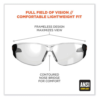 Skullerz Saga Frameless Safety Glasses, Frameless, Clear Single I/O Lens