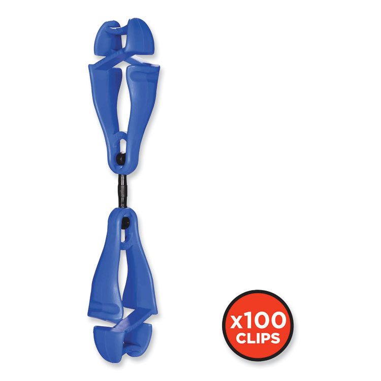 Squids 3420 Dual Clip Swivel Glove Clip Holder, 1 x 0.6 x 5.5, Acetal Copolymer, Blue, 100/Pack