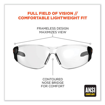 Skullerz Saga Frameless Safety Glasses, Fog-Off Technology, Frameless, Clear Single Lens