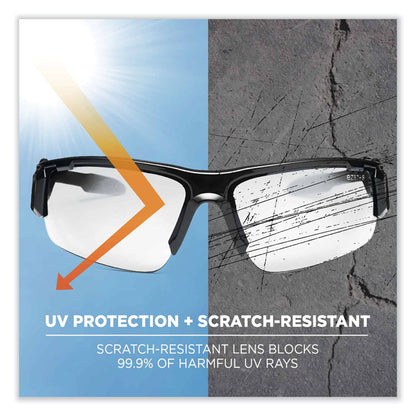Skullerz Dagr Safety Glasses, Black Half Frame, Clear Single Anti-Fog Lens