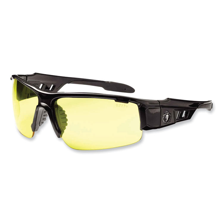 Skullerz Dagr Safety Glasses, Black Half Frame, Yellow Single Lens