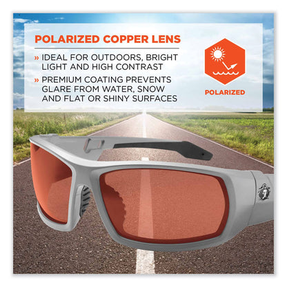 Skullerz Odin Safety Glasses, Matte Gray Full Frame, Polarized Copper Dual Lens