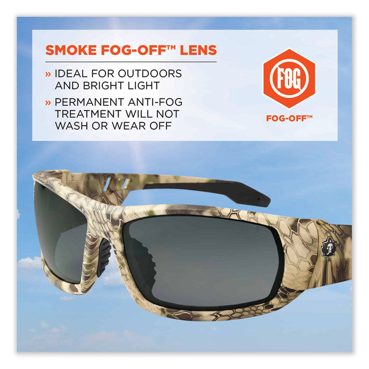 Skullerz Odin Safety Glasses, Fog-Off Technology, Kryptek Highlander Full Frame, Smoke Dual Lens