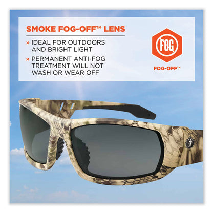 Skullerz Odin Safety Glasses, Fog-Off Technology, Kryptek Highlander Full Frame, Smoke Dual Lens