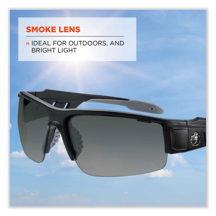 Skullerz Dagr Safety Glasses, Matte Black Half Frame, Smoke Single Anti-Fog Lens