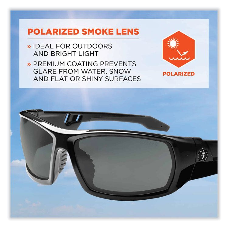 Skullerz Odin Safety Glasses, Black Full Frame, Polarized Smoke Dual Lens