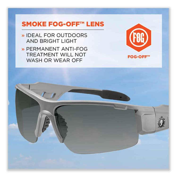 Skullerz Dagr Safety Glasses, Matte Gray Half Frame, Smoke Single Anti-Fog Lens