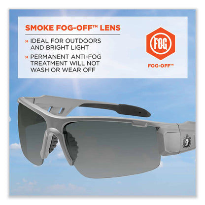 Skullerz Dagr Safety Glasses, Matte Gray Half Frame, Smoke Single Anti-Fog Lens